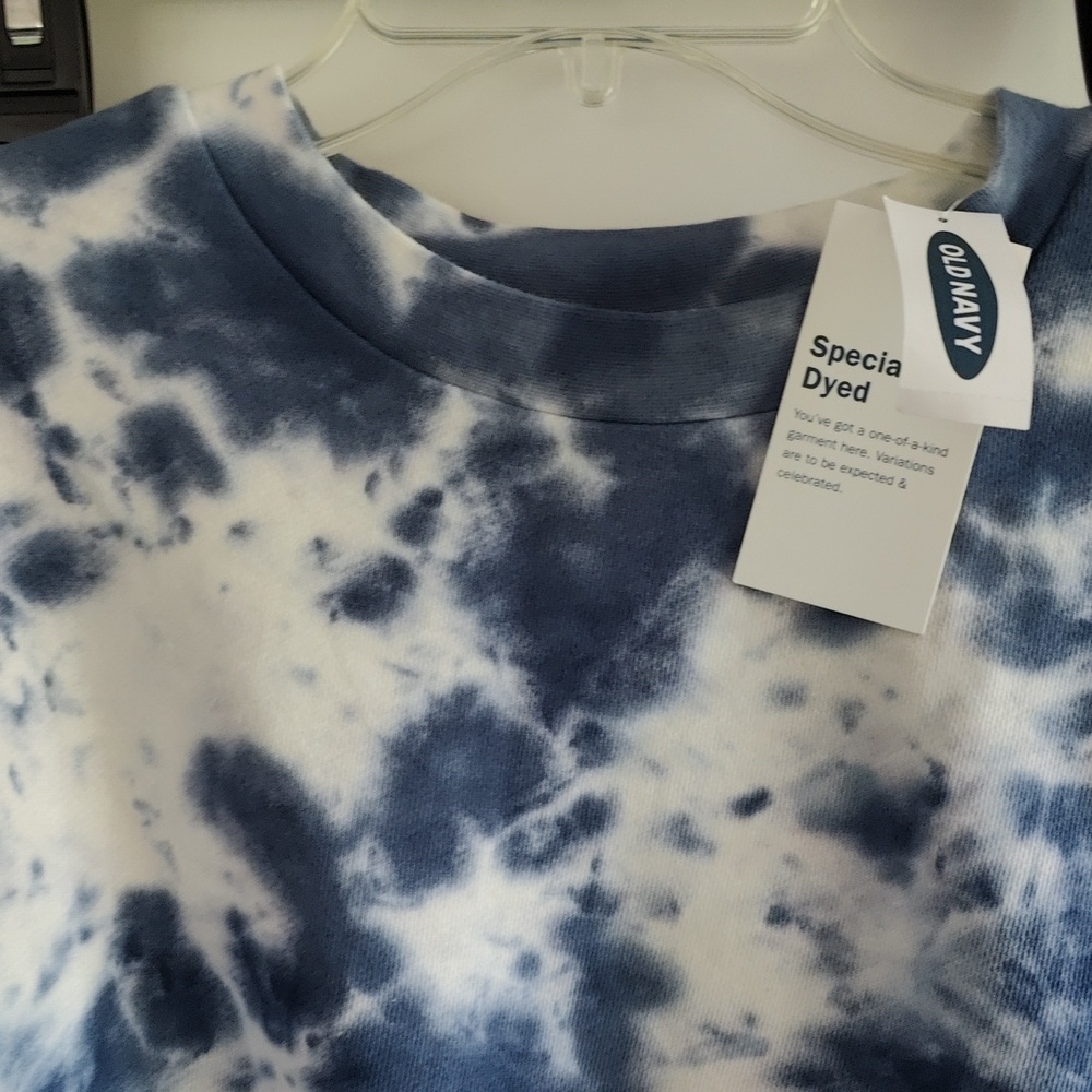 Old Navy Blue & White Tie-Dye Crewneck Sweatshirt - Picture 2 of 4